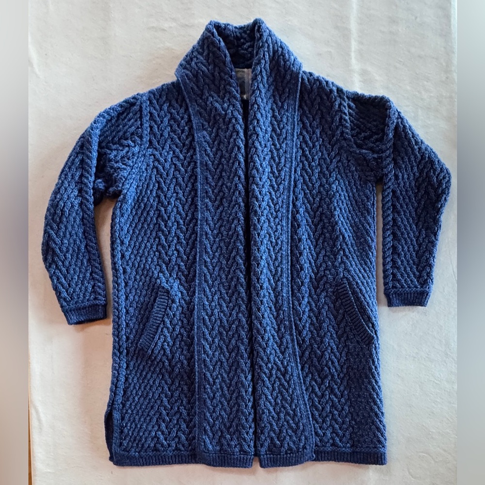 NWT Aran Crafts Blue Open-Front Merino Wool Sweater Cardigan (XXL 22W-24W) - Picture 5 of 17